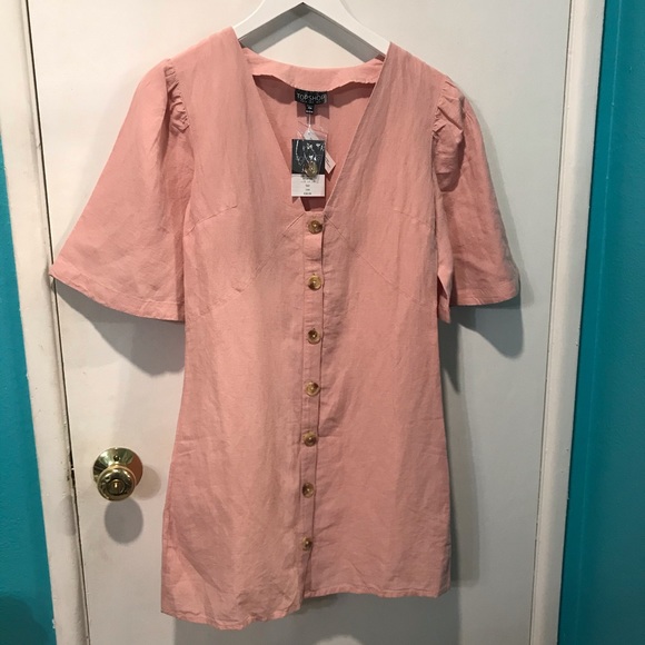 Topshop Dresses & Skirts - Top shop mini flare short sleeves button up dress